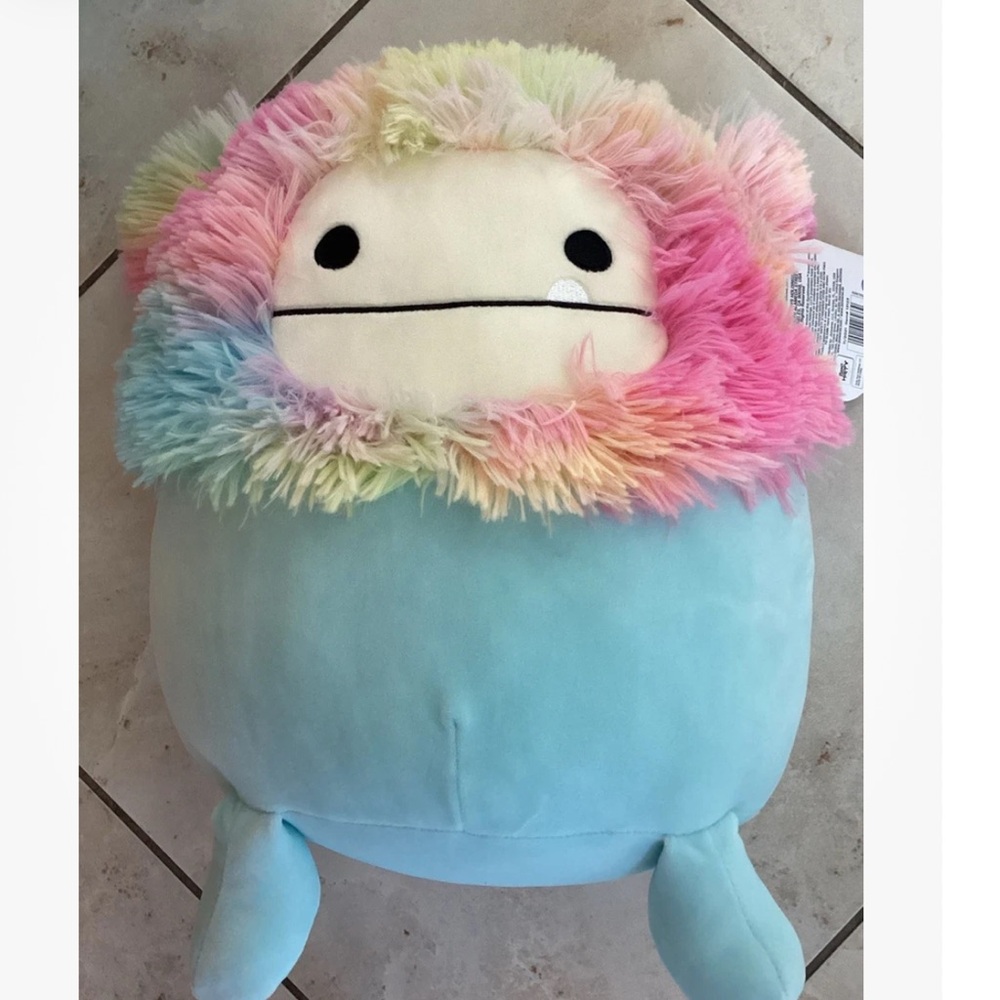 NWT Squishmallows Zozo Bigfoot 12” Plush 2021 Blue Rainbow Mane HTF Kellytoy